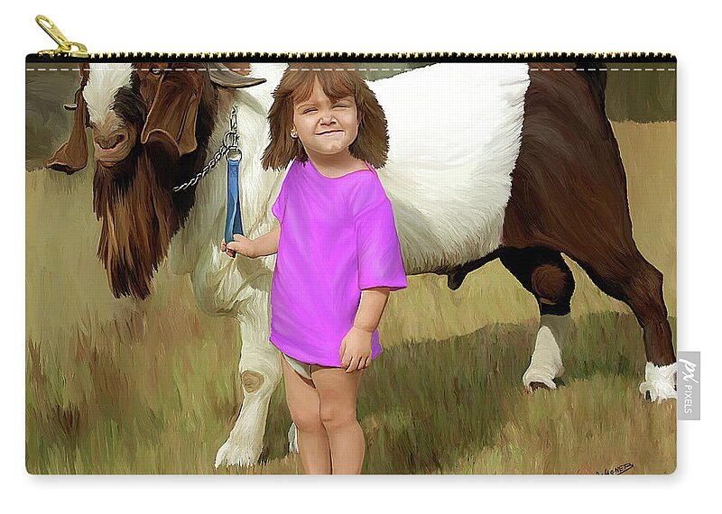 Pet Portrait Zip Pouch featuring the mixed media Sarah and Billy by David Wagner