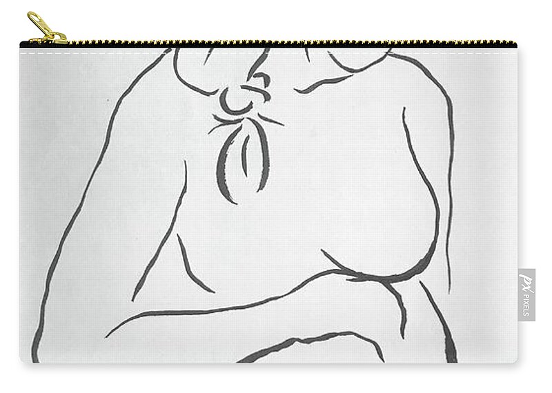 Sumi Ink Zip Pouch featuring the drawing Sarah by M Bellavia