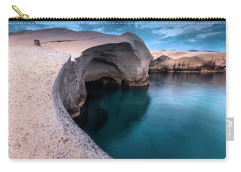 Aegean Sea Carry-all Pouch featuring the photograph Sarakiniko by Evgeni Dinev