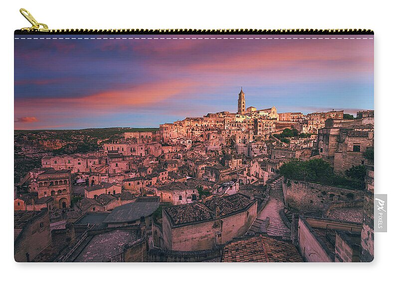 Matera Zip Pouch featuring the photograph Sassi of Matera ancient town. Italy by Stefano Orazzini