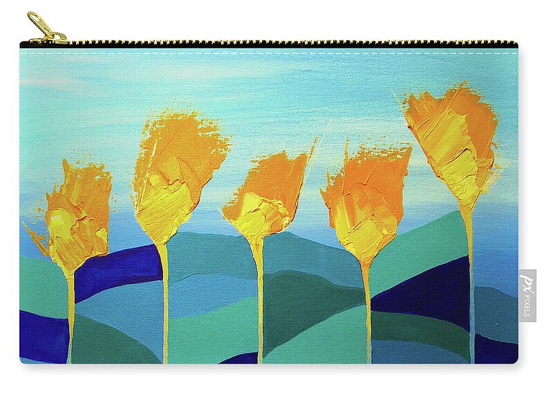 Flower Zip Pouch featuring the mixed media Sassy Garden by Linda Bailey