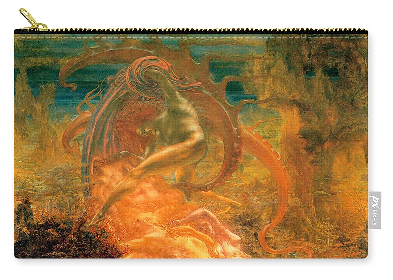 Sathan Carry-all Pouch featuring the painting Satans Treasures Les Tresors de Sathan 1895 by Jean Delville