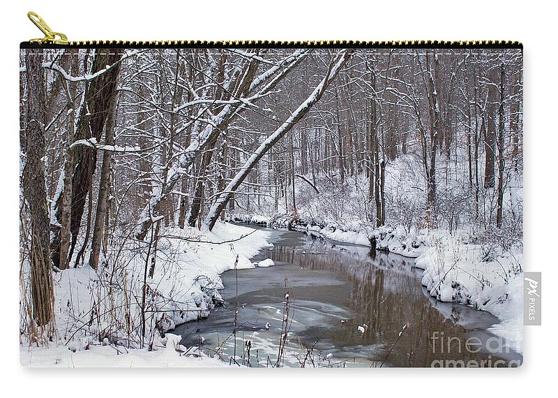 Woods Zip Pouch featuring the photograph Satiny Stream by Yvonne M Smith