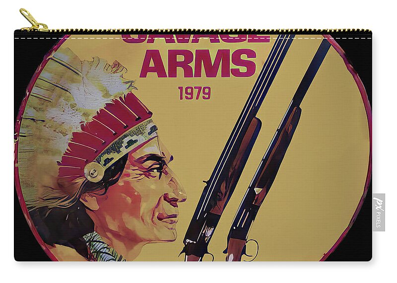 Savage Arms Zip Pouch featuring the photograph Savage arms vintage sign by Flees Photos