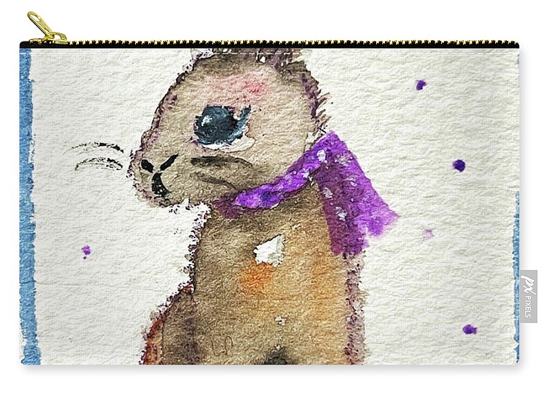 Drunk Bunny Zip Pouch featuring the painting Scarf Bunny by Roxy Rich
