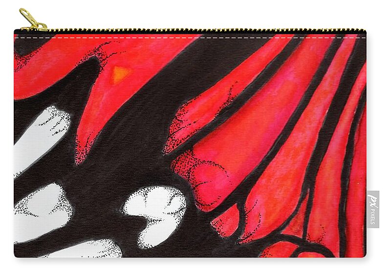 Red Zip Pouch featuring the painting Scarlet Peacock by Misty Morehead