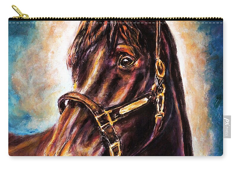 Horse Portrait Zip Pouch featuring the painting Scarlett Rhapsody by John Bohn