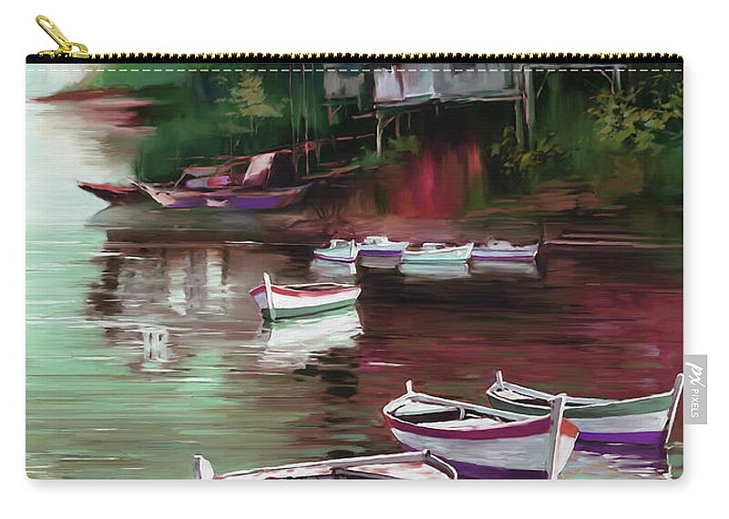 Scenery Zip Pouch featuring the painting Scenery seascape 01 by Gull G