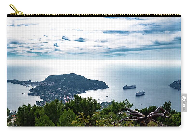 Azur Zip Pouch featuring the photograph Scenic sky over Cap Ferrat and Villefranche sur mer bay on the French Riviera by Jean-Luc Farges