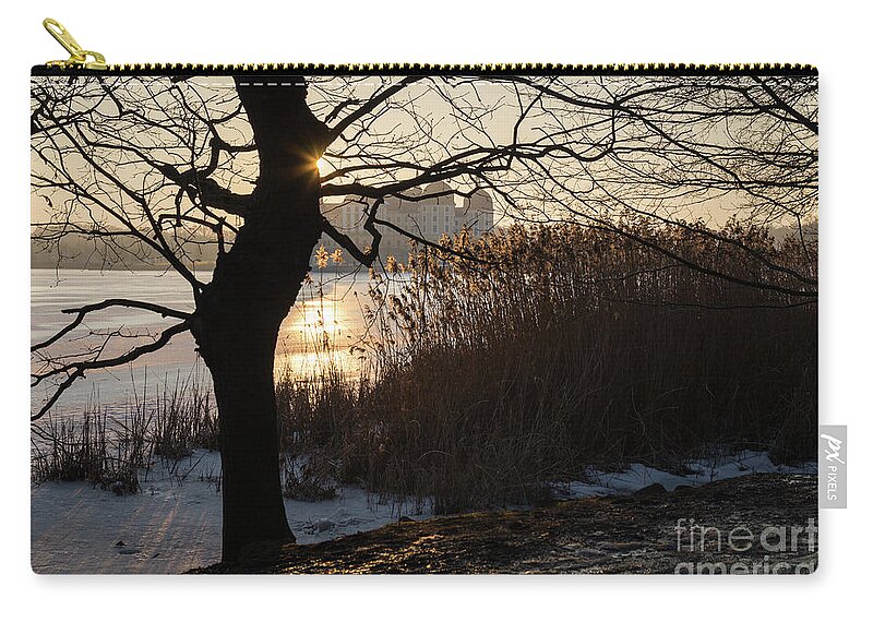 Dreamy Zip Pouch featuring the photograph Winter sunset at Moritzburg Castle 2 by Adriana Mueller