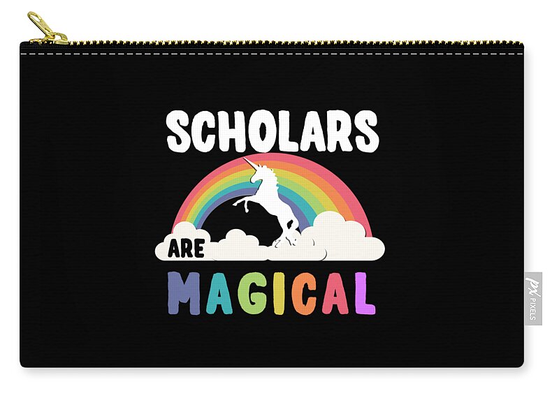 Funny Zip Pouch featuring the digital art Scholars Are Magical by Flippin Sweet Gear