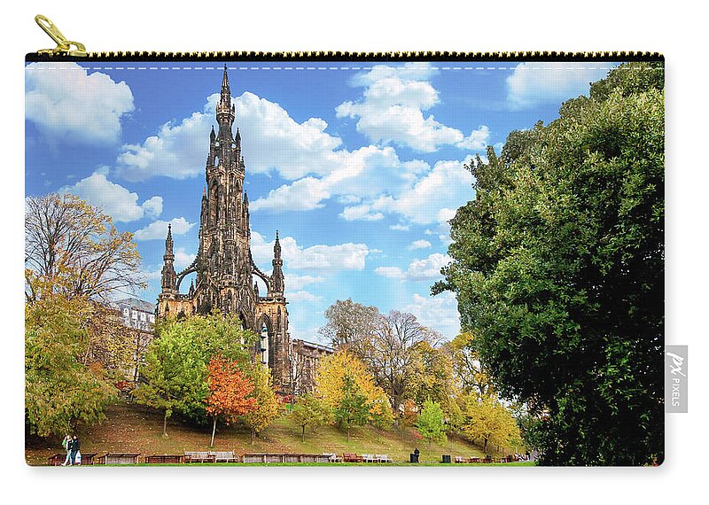 Scots Memorial Carry-all Pouch featuring the digital art Scots Memorial - City of Edinburgh by SnapHappy Photos