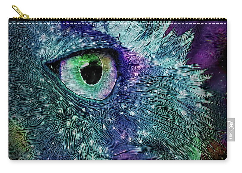 Screech Owl Zip Pouch featuring the photograph Screech Owl Portrait Stylized by Lowell Monke