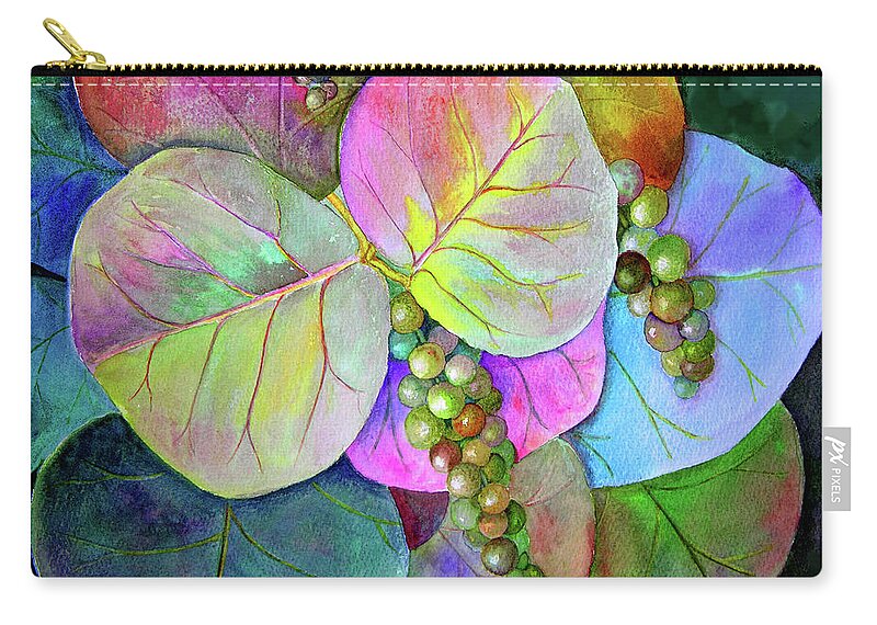 Painting Zip Pouch featuring the painting Sea Grapes by Mariarosa Rockefeller