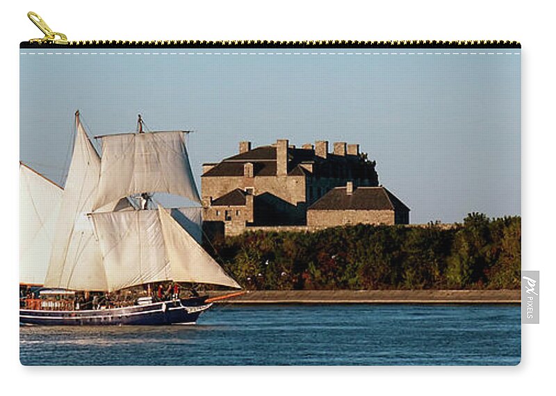 Schooner Zip Pouch featuring the photograph Sea King Passes Fort Niagara - Niagara on the Lake by Kenneth Lane Smith