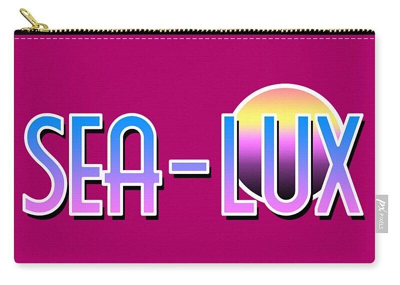 Sea Carry-all Pouch featuring the digital art Sea Lux Retro Resort Logo by Christopher Lotito