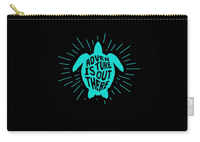 Funny Zip Pouch featuring the digital art Sea Turtle Adventure is Out There by Flippin Sweet Gear