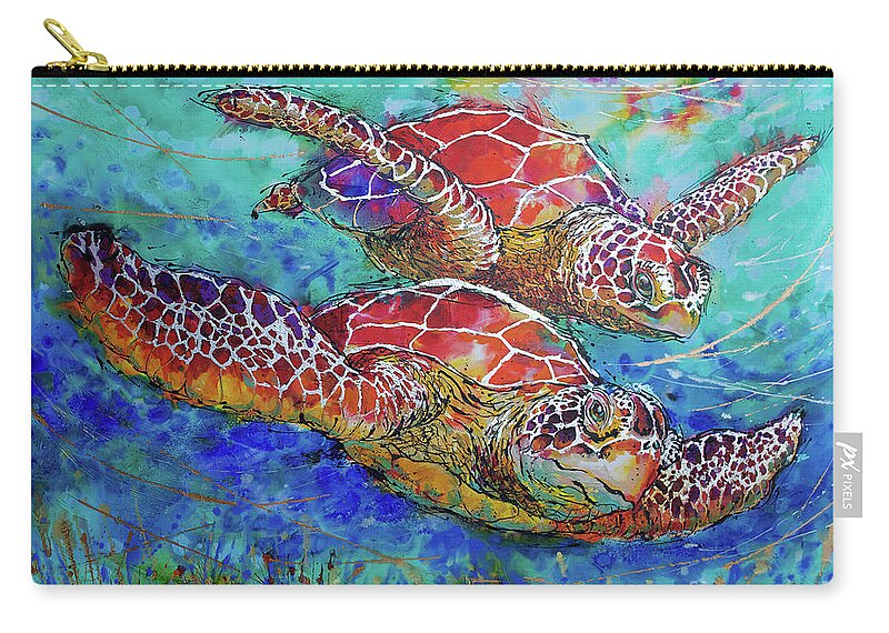  Carry-all Pouch featuring the painting Sea Turtle Buddies II by Jyotika Shroff