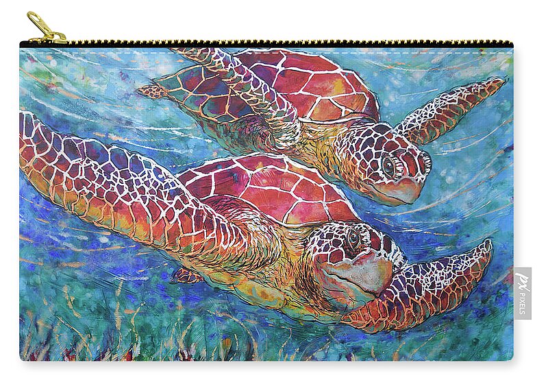  Carry-all Pouch featuring the painting Sea Turtle Buddies III by Jyotika Shroff