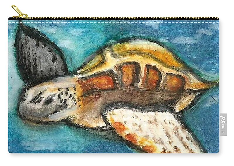 Sea Turtle Zip Pouch featuring the painting Sea Turtle by Monica Resinger