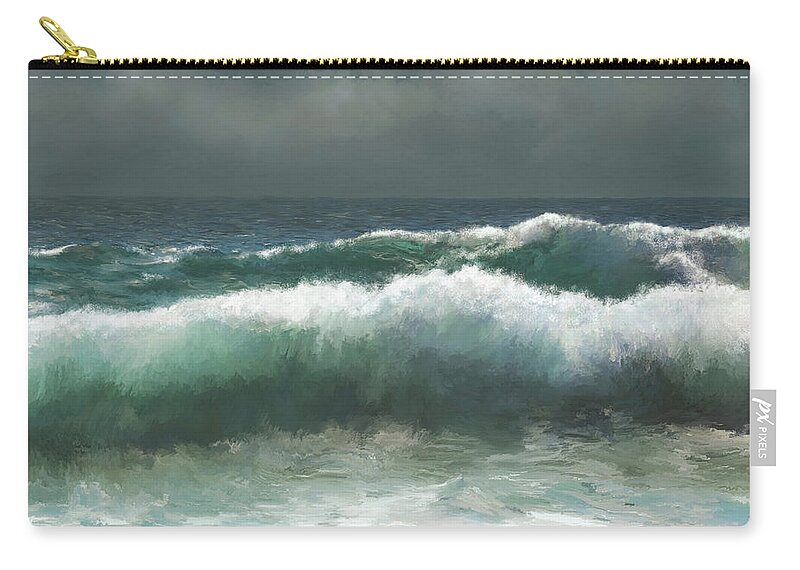 Ocean Zip Pouch featuring the digital art Sea View 276 by Lucie Dumas