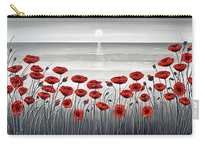 Red Poppies Carry-all Pouch featuring the painting Sea with Red Poppies by Amanda Dagg