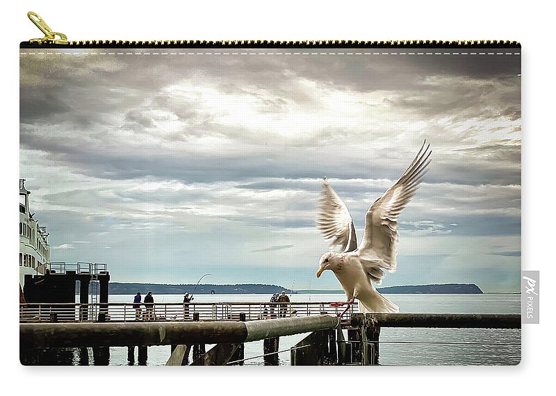 Seabird Carry-all Pouch featuring the photograph Seagull's landing by Anamar Pictures
