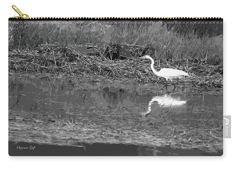 Photograph Zip Pouch featuring the photograph Searching for Snacks - Black and White by Suzanne Gaff