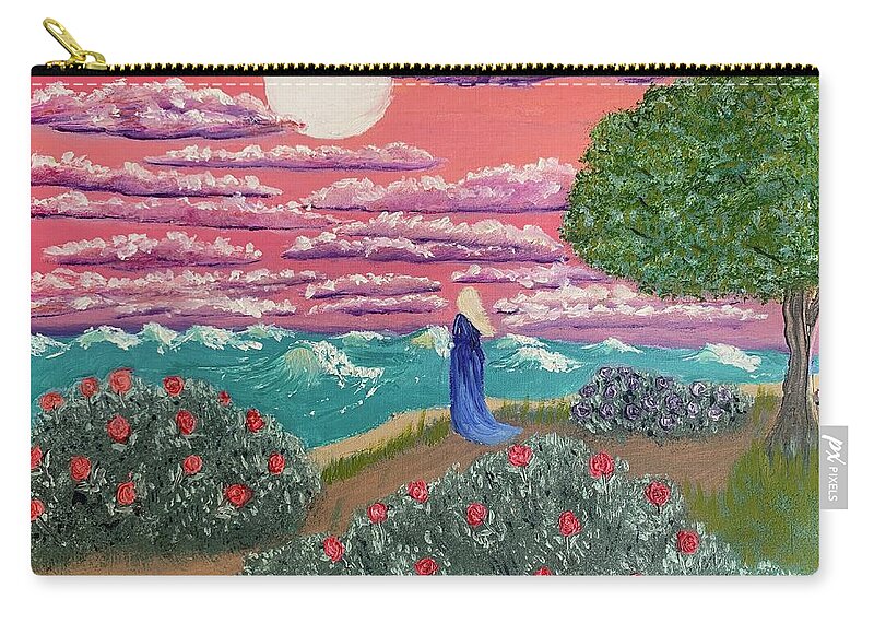 Sea Zip Pouch featuring the painting Searching by Lisa White