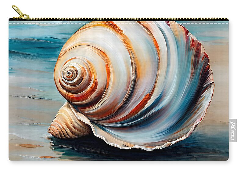 Newby Zip Pouch featuring the digital art Seashell 3 by Cindy's Creative Corner