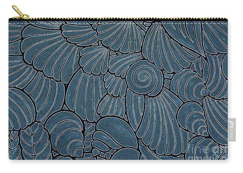 Seashells Zip Pouch featuring the photograph seashells designs - Blue Seashells by Sharon Hudson