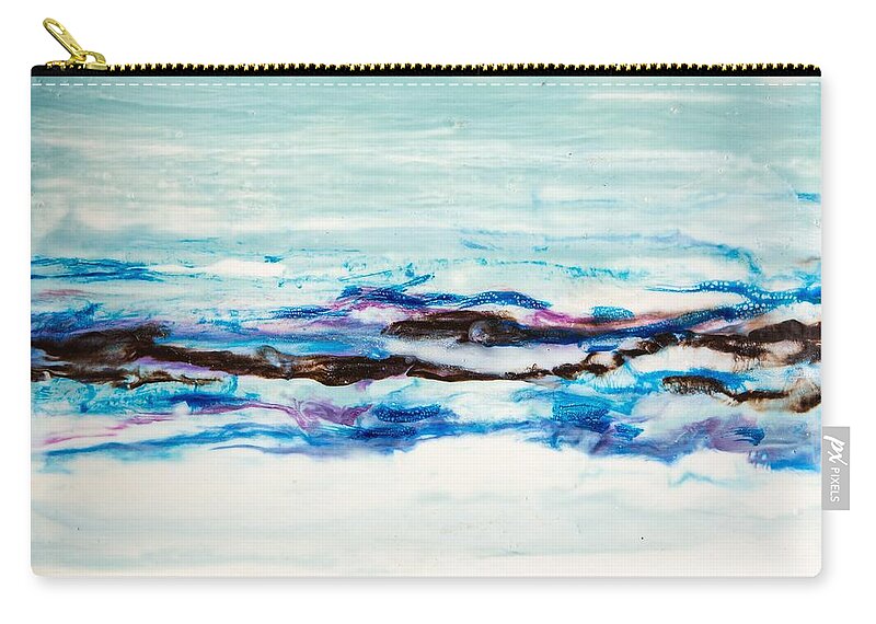 Abstract Zip Pouch featuring the digital art Seaside Series I - Colorful Abstract Contemporary Acrylic Painting by Sambel Pedes