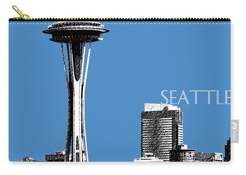 Architecture Carry-all Pouch featuring the digital art Seattle Skyline Space Needle - Slate Blue by DB Artist