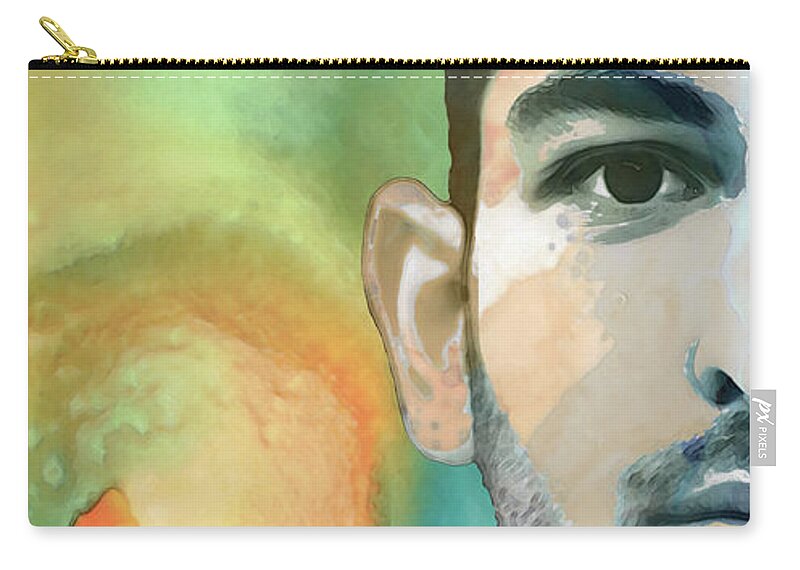 Portrait Zip Pouch featuring the painting Sebouh - Commissioned Portrait - Sharon Cummings by Sharon Cummings