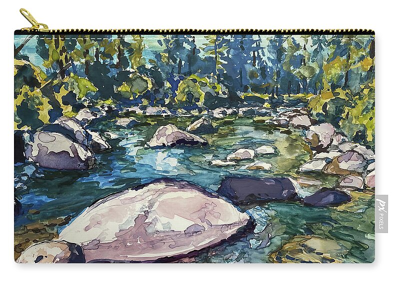 Yellowstone Park Carry-all Pouch featuring the painting Secret Spot in Yellowstone Park by Les Herman