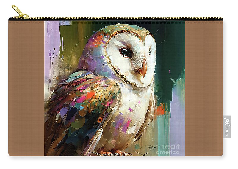 Barn Owl Zip Pouch featuring the painting Seeker Of Wisdom by Tina LeCour