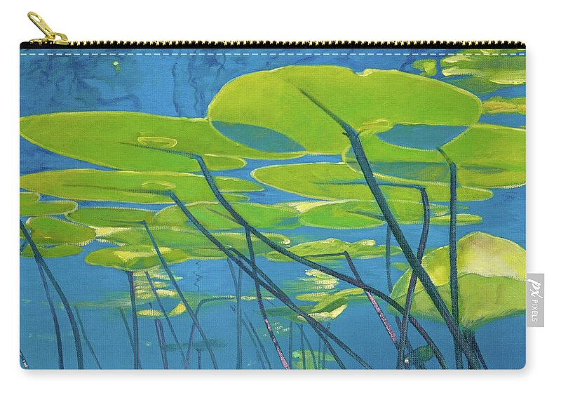 Water Lilies Zip Pouch featuring the painting Seerosen, Wasser by Uwe Fehrmann