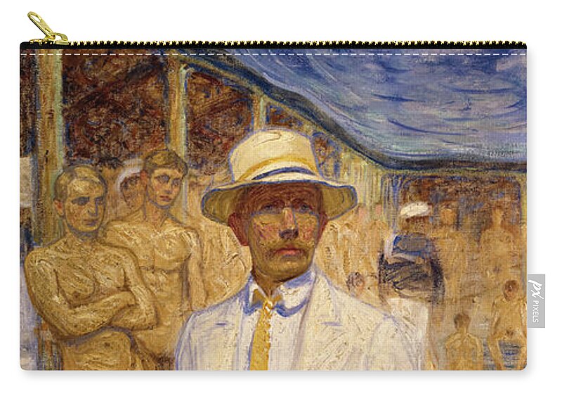 Eugene Jansson Zip Pouch featuring the painting Self-Portrait, 1910 by Eugene Jansson