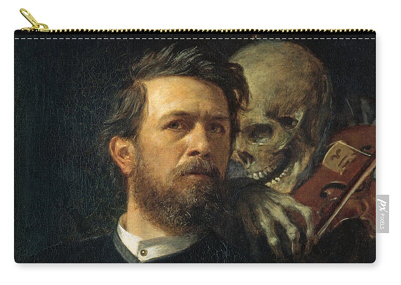 Arnold Boecklin Carry-all Pouch featuring the painting Self Portrait With Death Playing The Fiddle 1872 by Arnold Boecklin