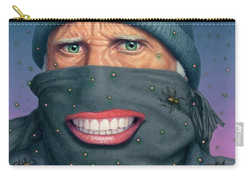 Smile Zip Pouch featuring the painting Self-Portrait with smile by James W Johnson