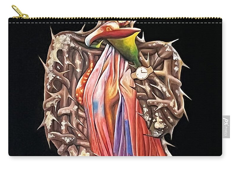 Flowers Zip Pouch featuring the painting SENSUALITY3 The Glamour and The Thorns by O Yemi Tubi