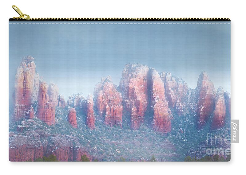 1706_sedona Snow Zip Pouch featuring the photograph Seodna Snow 1706P by Kenneth Johnson