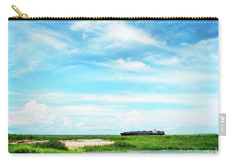 Marsh Zip Pouch featuring the photograph Separated by Cockspur Island II by Theresa Fairchild