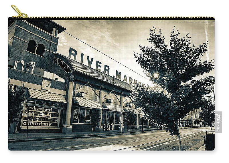Little Rock Zip Pouch featuring the photograph Sepia Sunrise In The River Market District - Little Rock Arkansas by Gregory Ballos