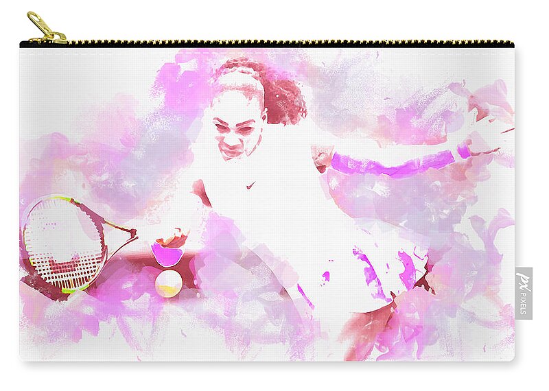 Serena Williams Zip Pouch featuring the mixed media Serena Williams 11b by Brian Reaves