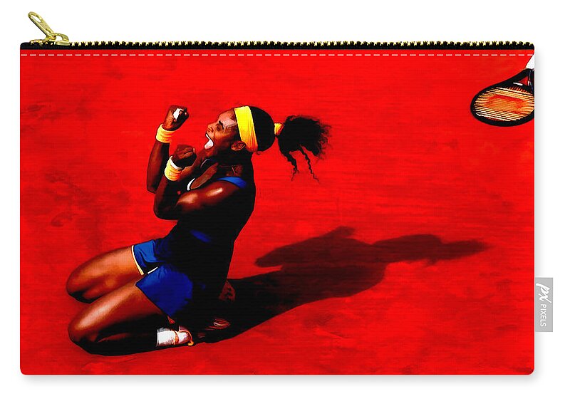 Serena Williams Zip Pouch featuring the mixed media Serena Williams Match Point 2 by Brian Reaves