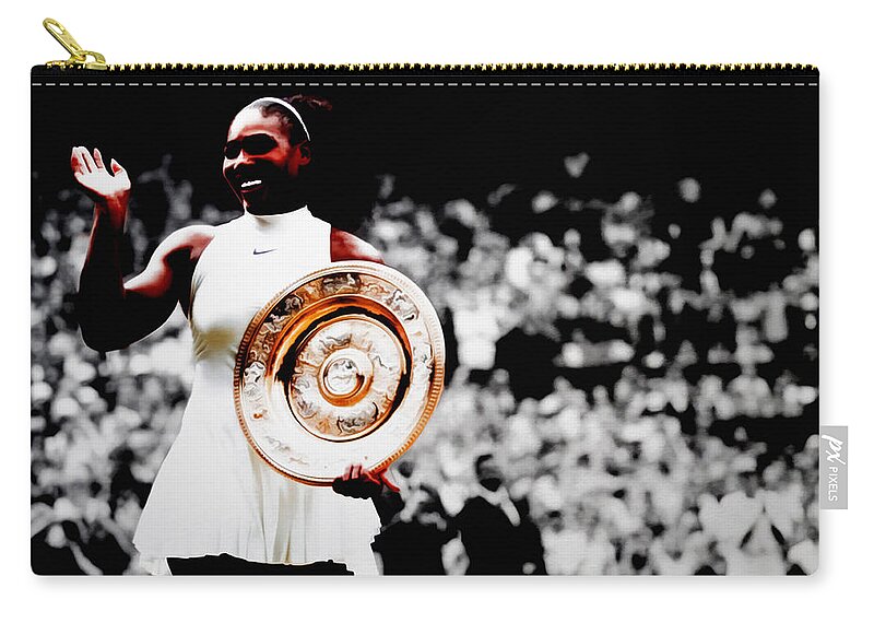 Serena Williams Zip Pouch featuring the mixed media Serena Williams Winning it All by Brian Reaves