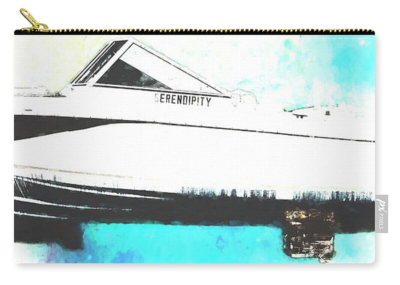 Sail Boat Zip Pouch featuring the digital art Serendipity Dry Docked by Cathy Anderson