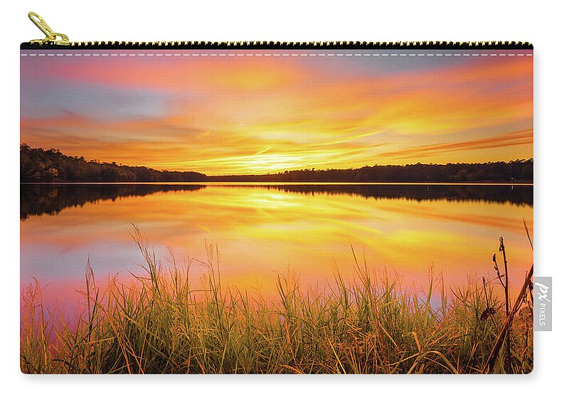 Davis Lake Zip Pouch featuring the photograph Serenity At Davis Lake by Jordan Hill