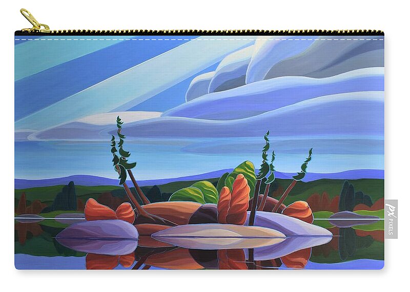Lake Zip Pouch featuring the painting Serenity Island by Barbel Smith